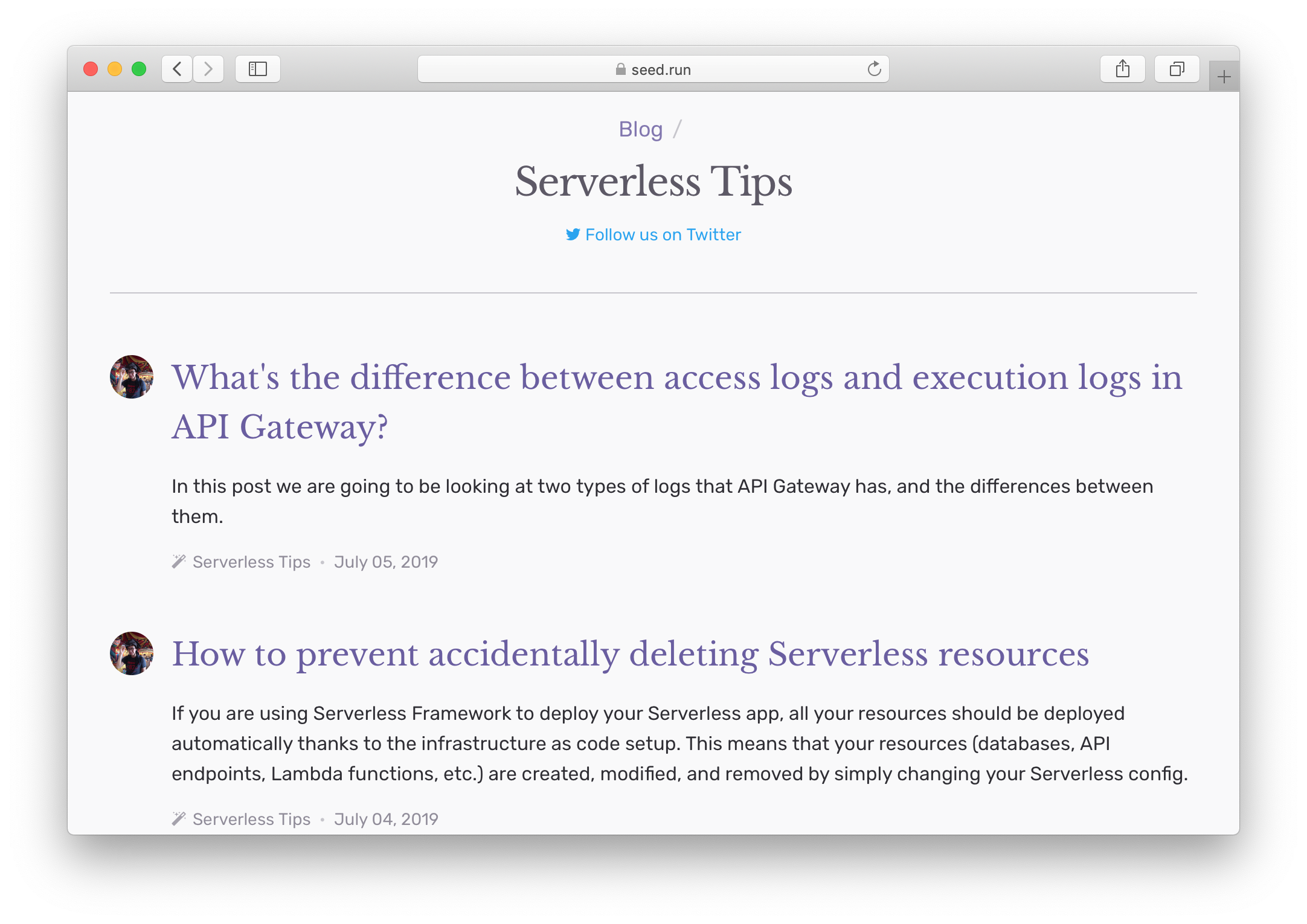 Serverless Tips Seed blog
