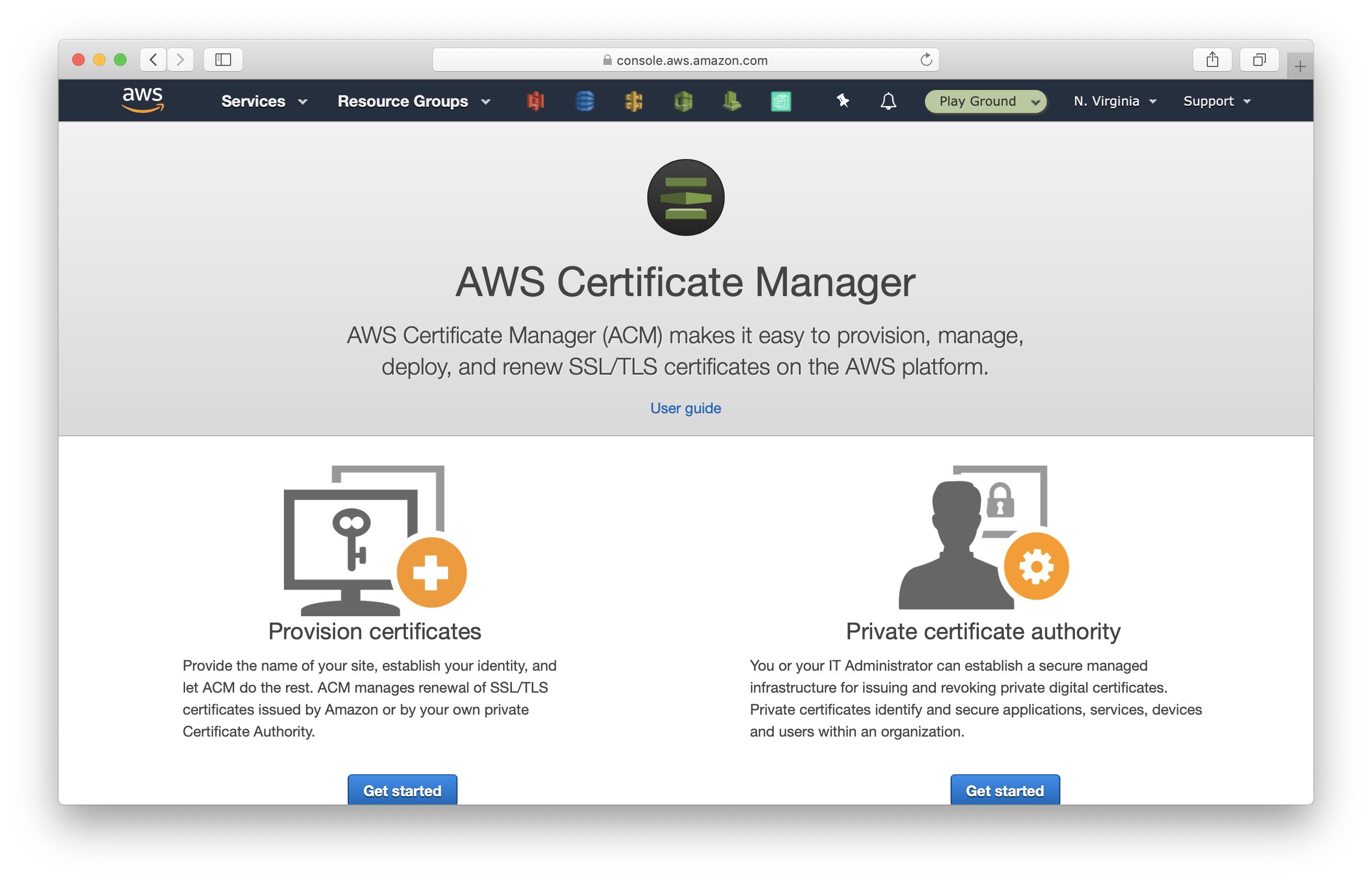 Click Provision certificates in Certificate Manager