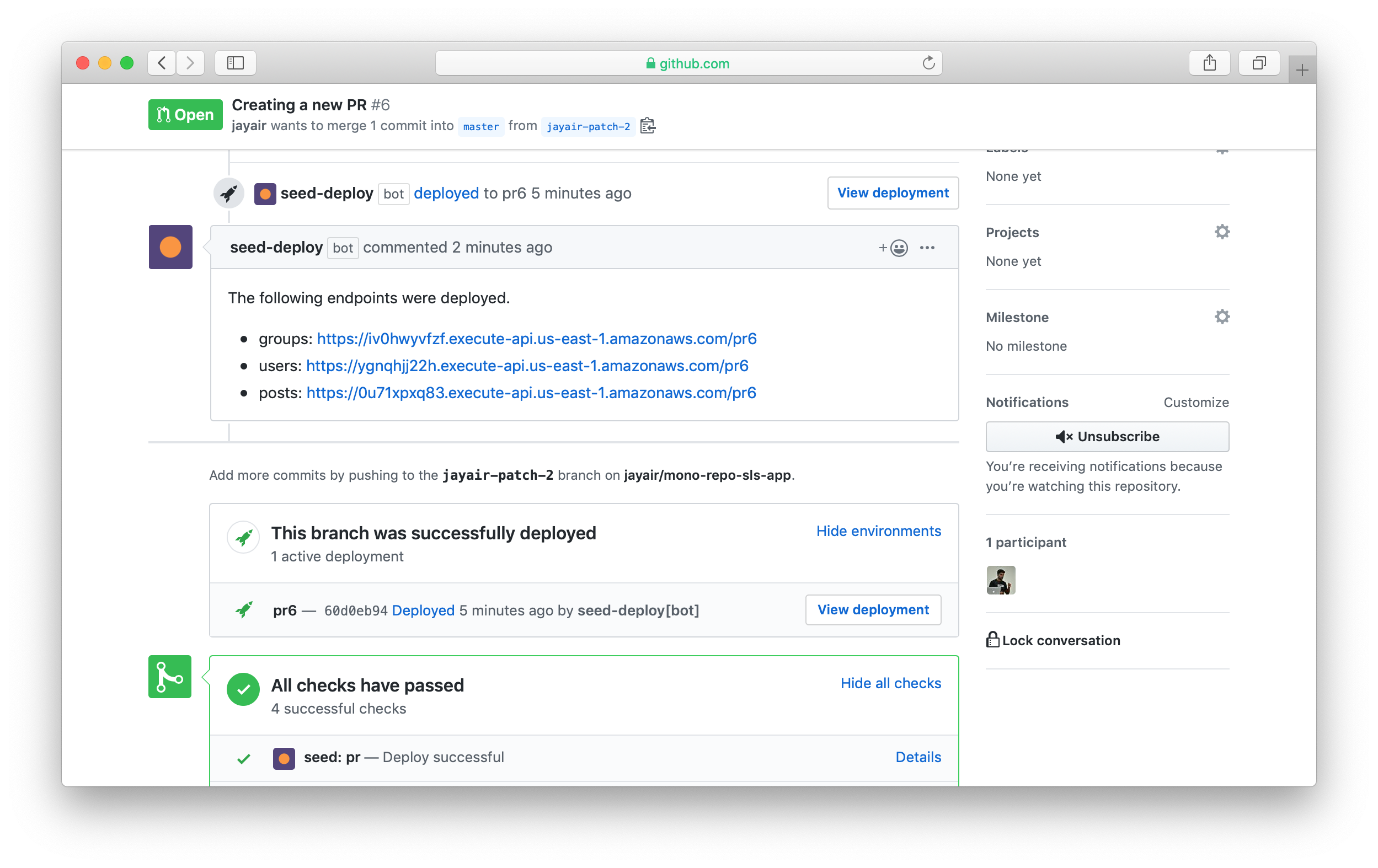 Seed PR complete info in GitHub