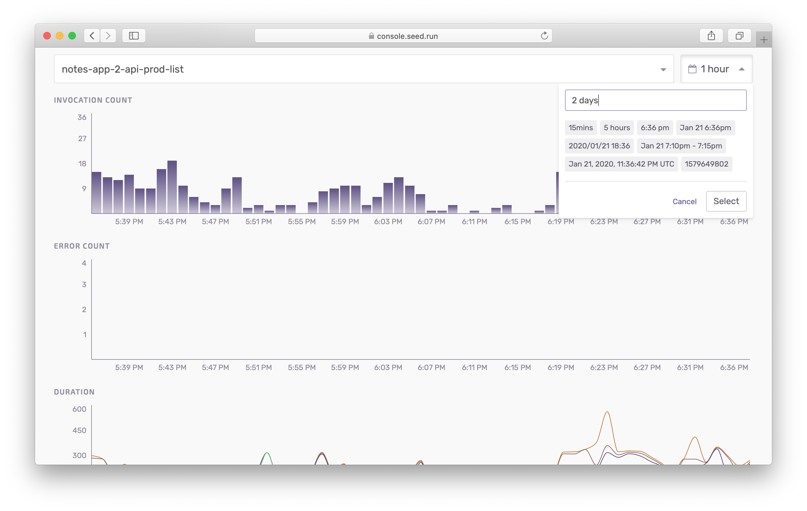 View metrics by time