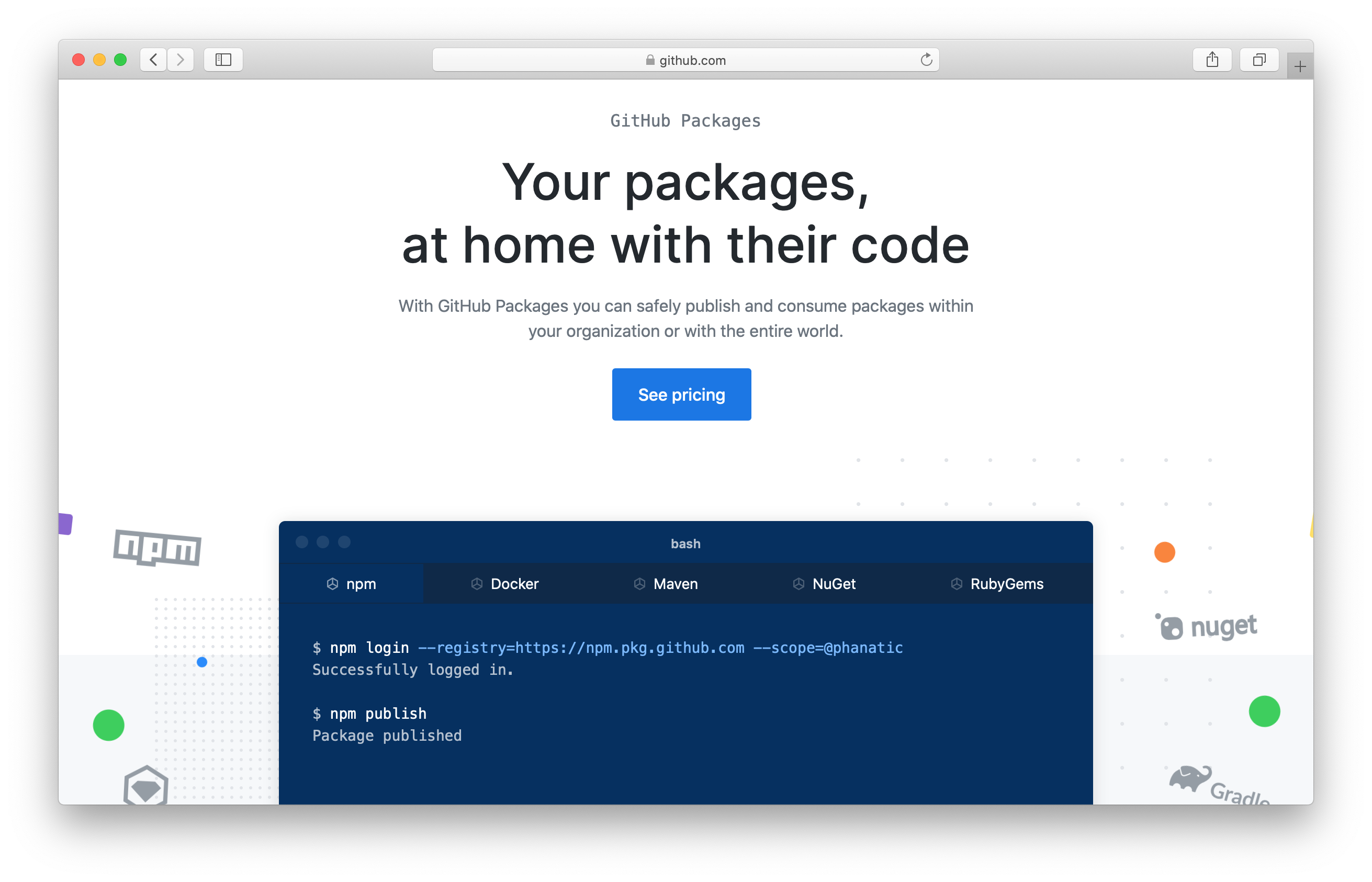 GitHub Packages homepage