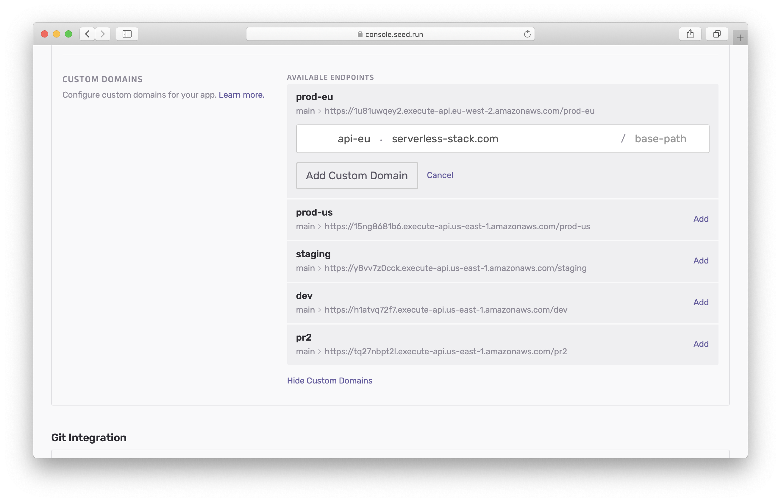 Configure Custom Domain parts