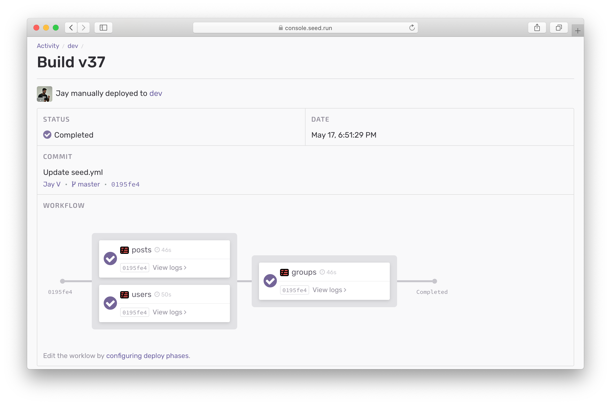 Deployment workflow