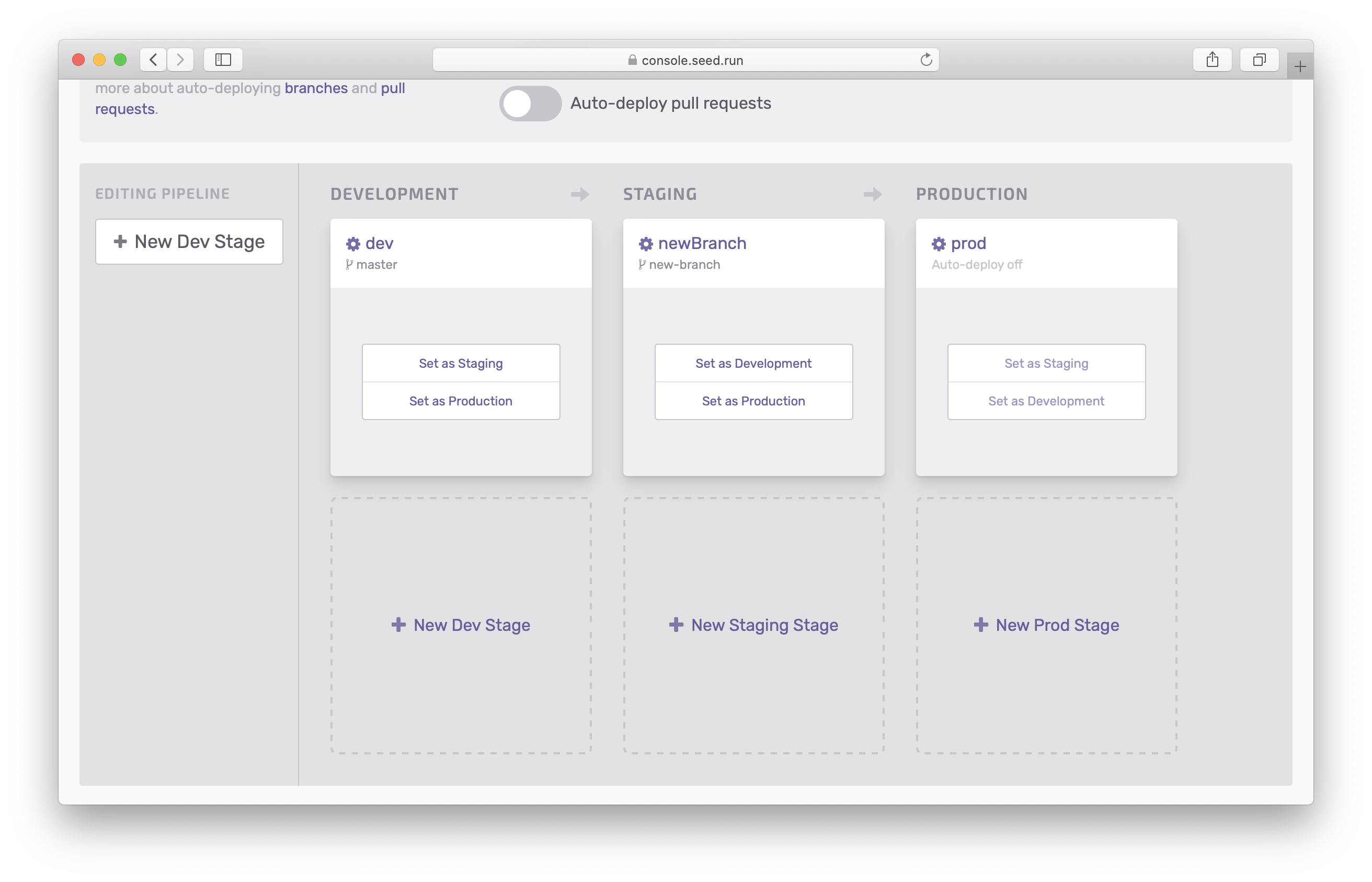 Click set as staging in pipeline