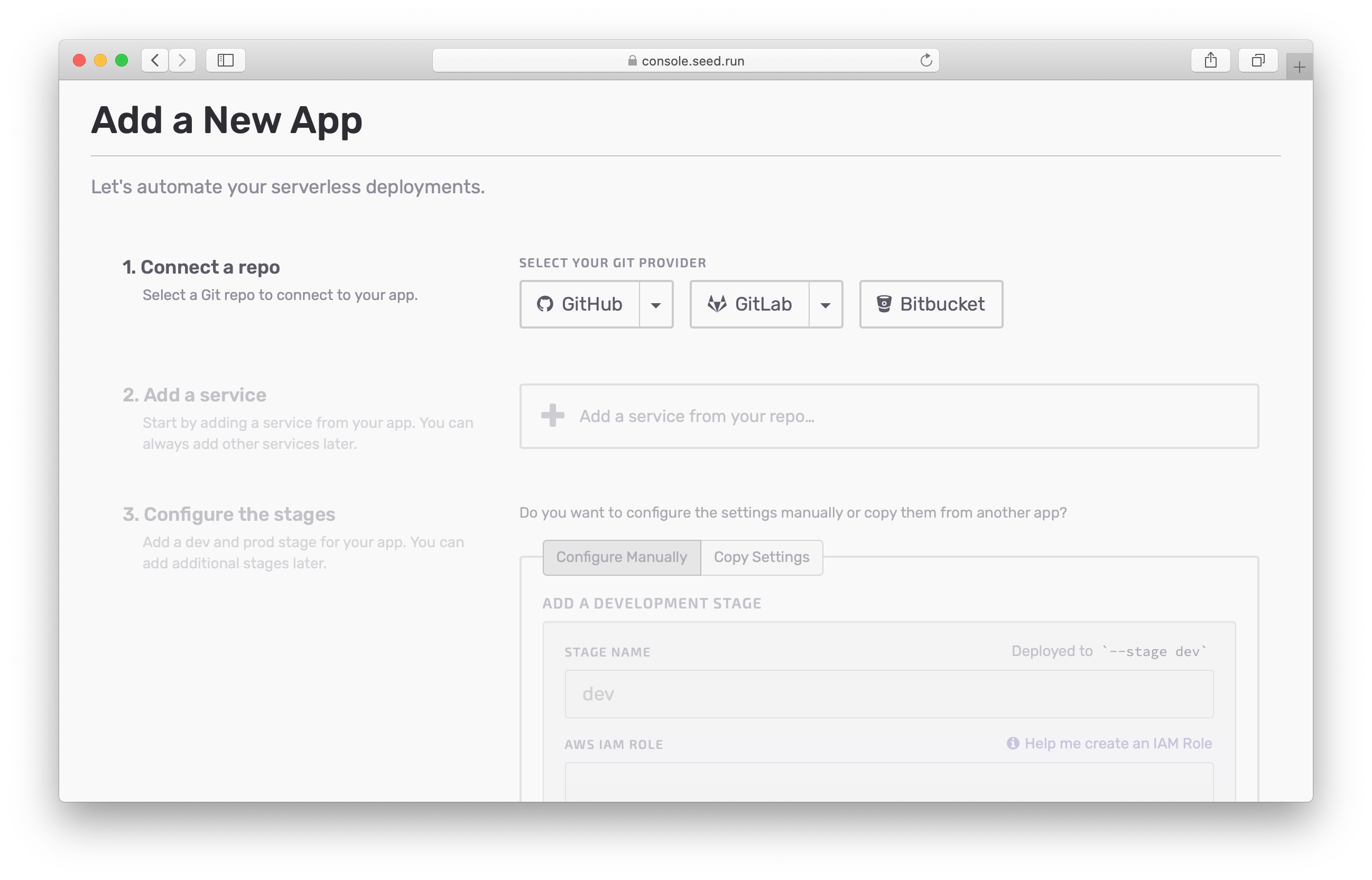 Create a new app